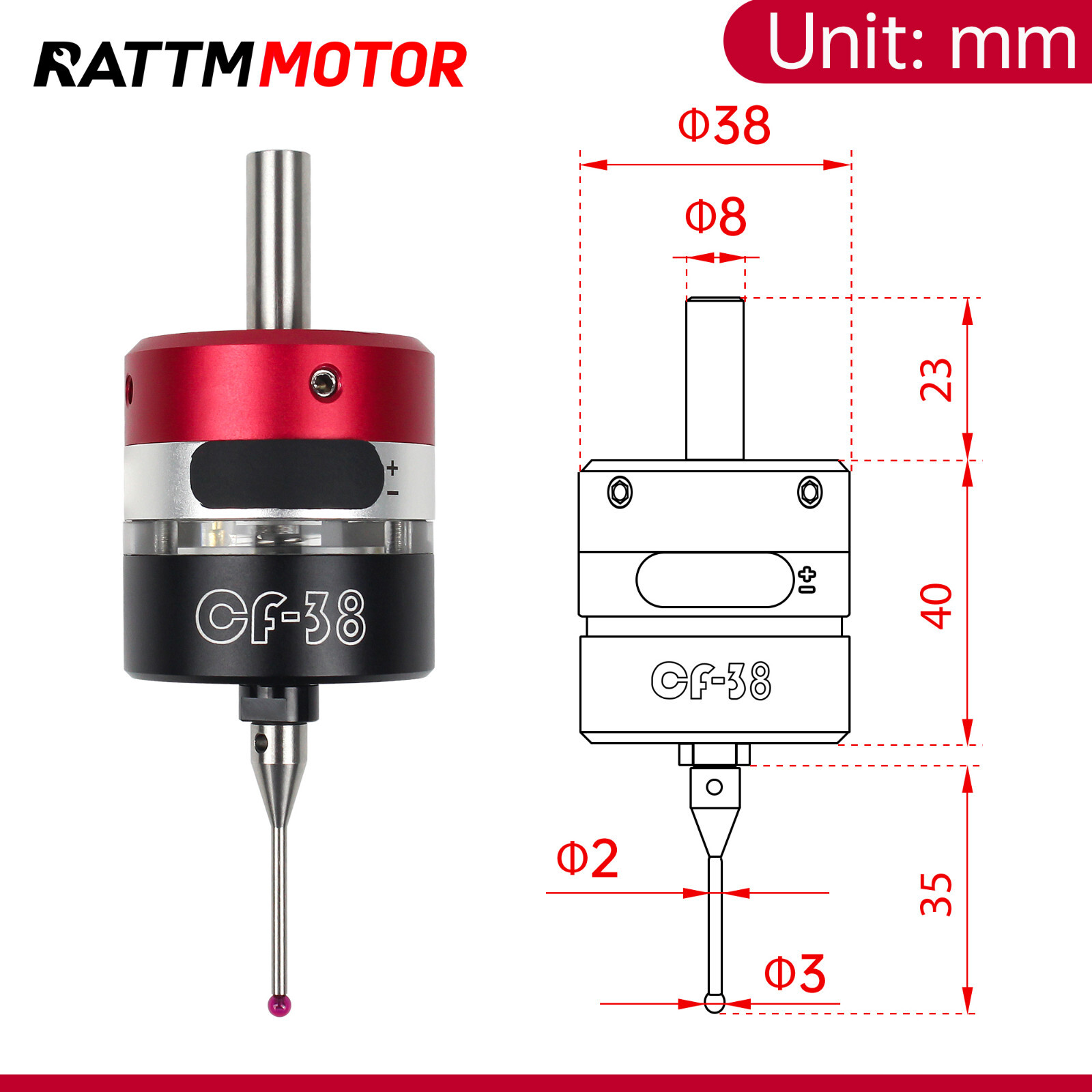 【USA】3D Trigger Edge Finder to Find CNC Machining Center Three-Coordinate CF-38