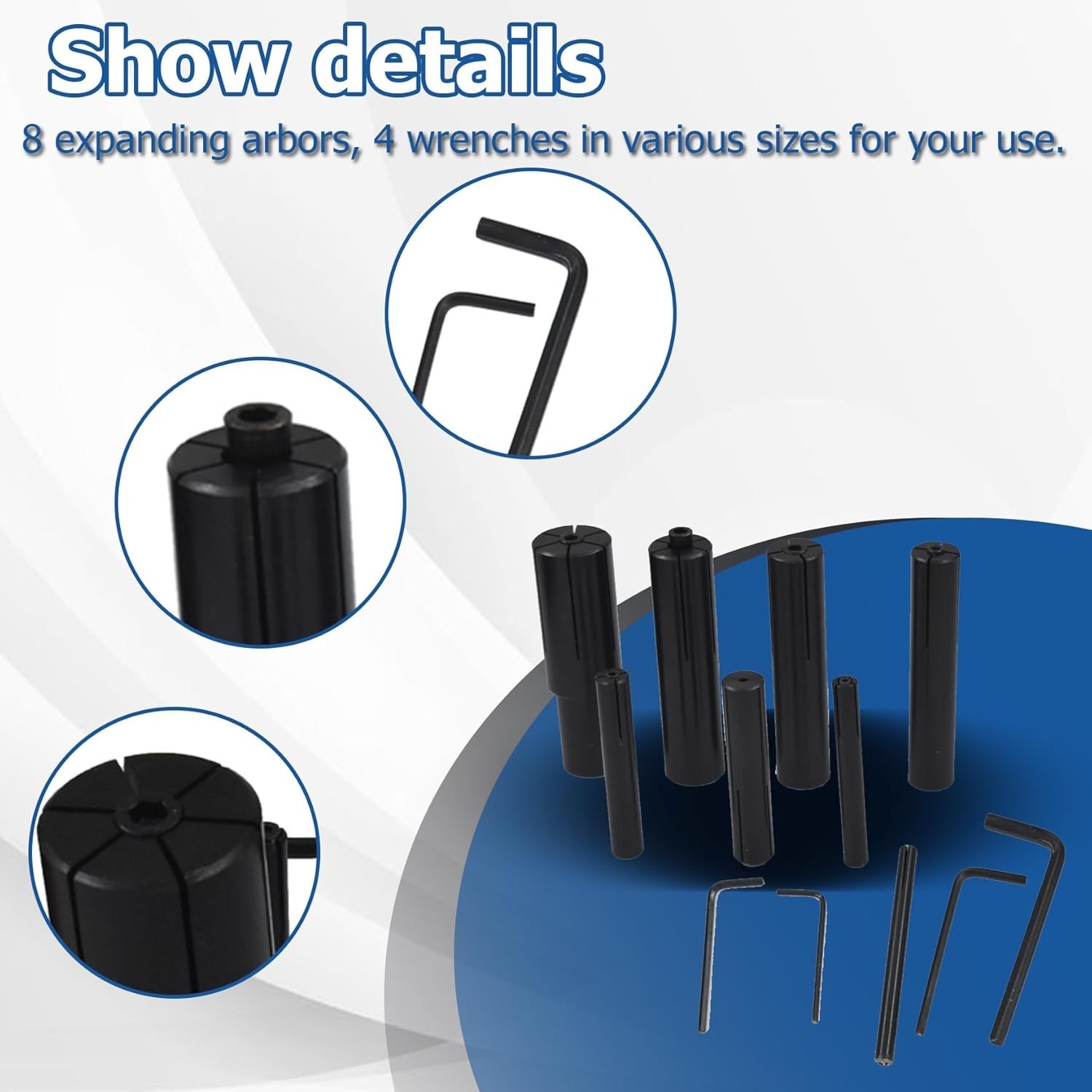 Expanding Arbors Set Mandrels 8Pcs High Accuracy 1/4 Inch to 1-1/4 Inch Lathe