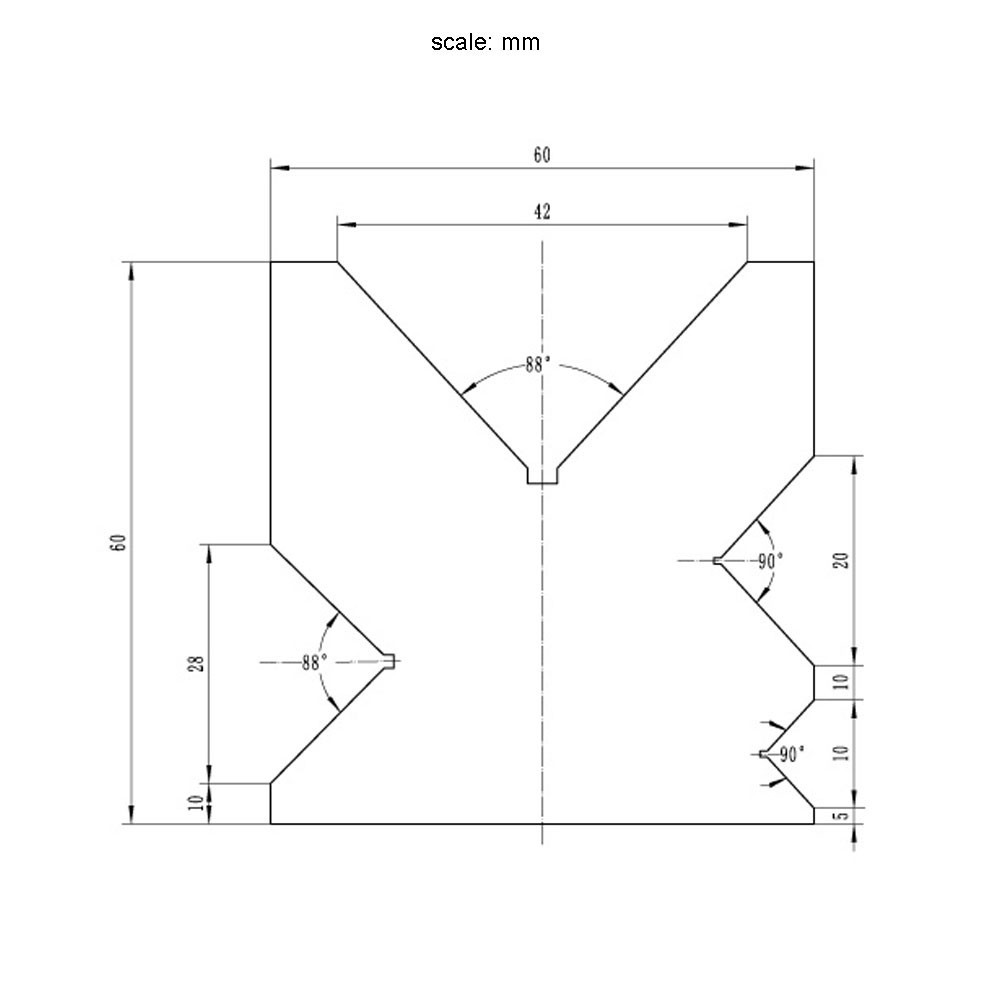 24″ 4-Way 2-3/8″ x 2-3/8″ V-Die Block Press Brake Solid Steel