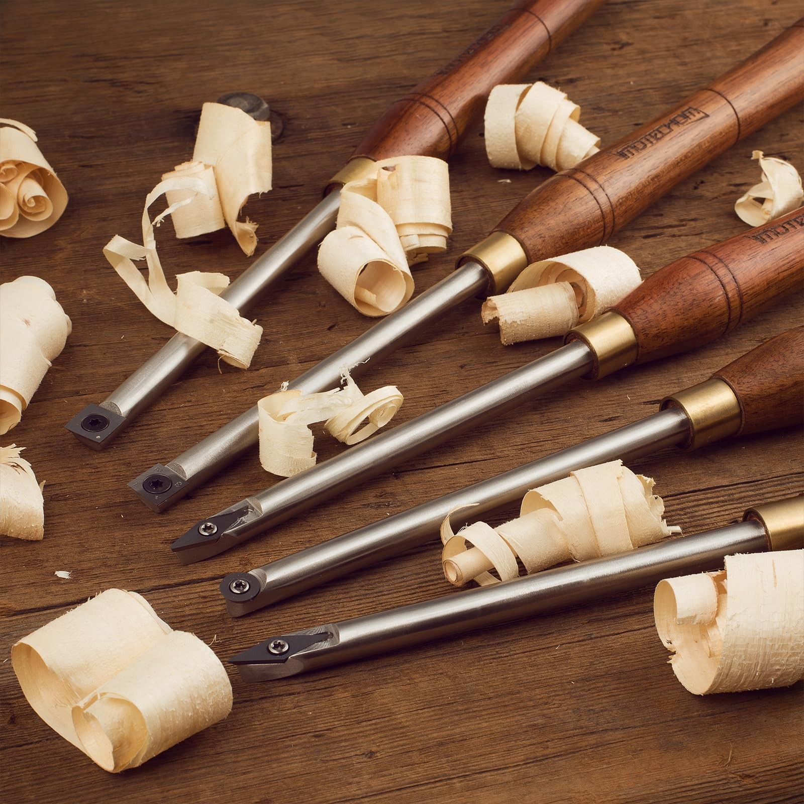 5-Pieces Carbide Tipped Woodturning Tools Lathe Chisel Set with Stainless Ste…