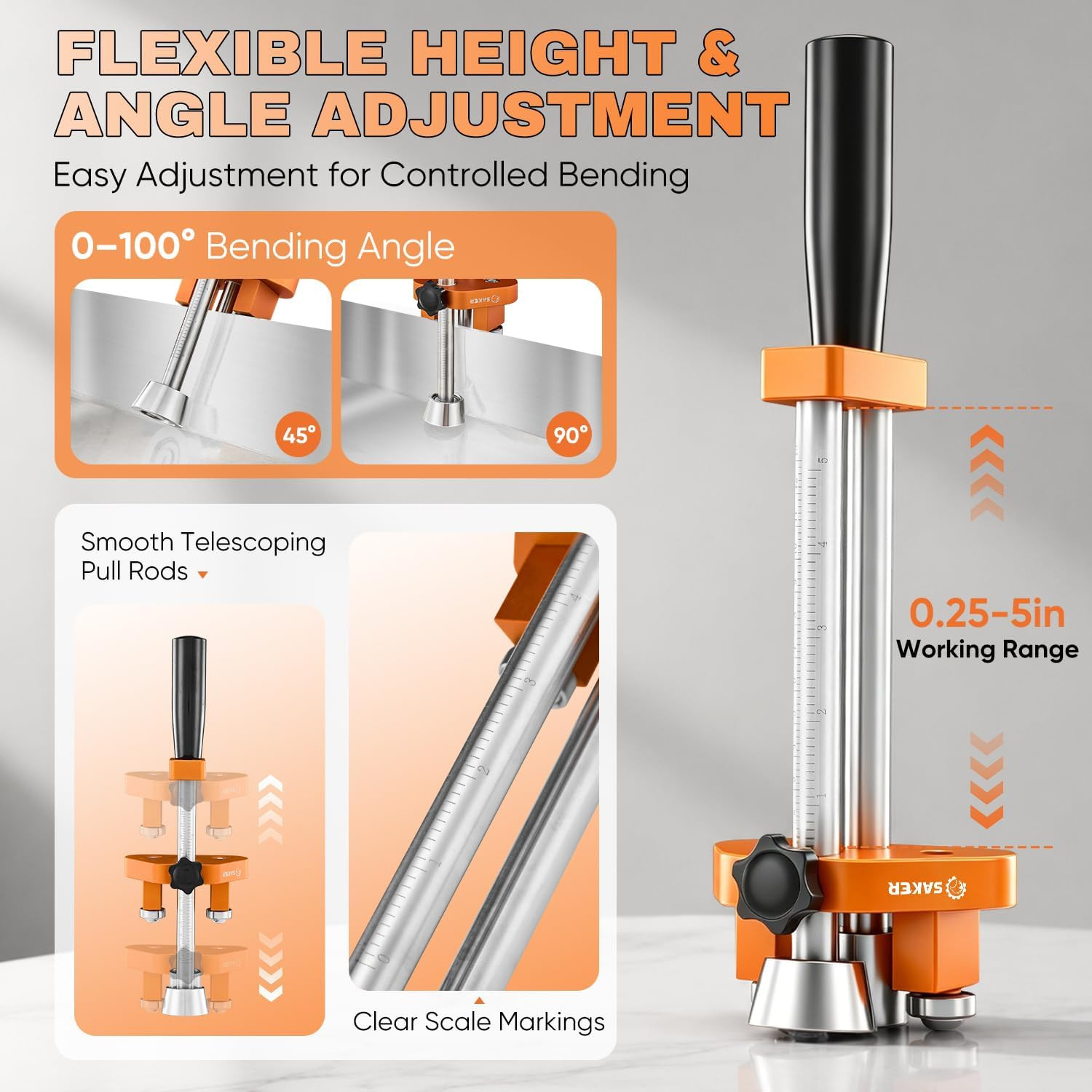5-Inch Sheet Metal Roller Bender, Adjustable Metal Edge Bending Tool for Roofing