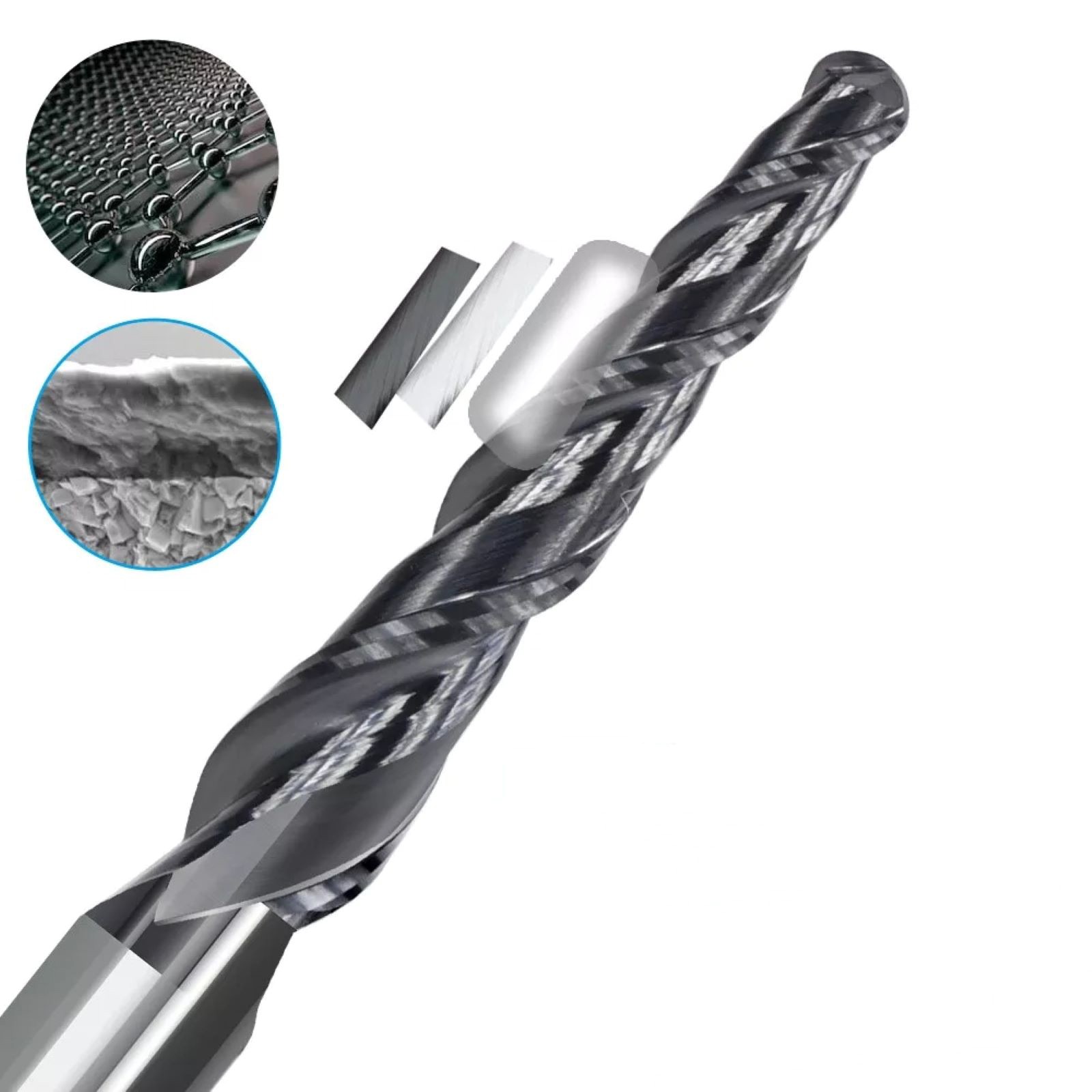 0.5mm Shank Tapered Spiral End Mill Ball Nose Radius 6mm Bit 1.0mm CNC Router