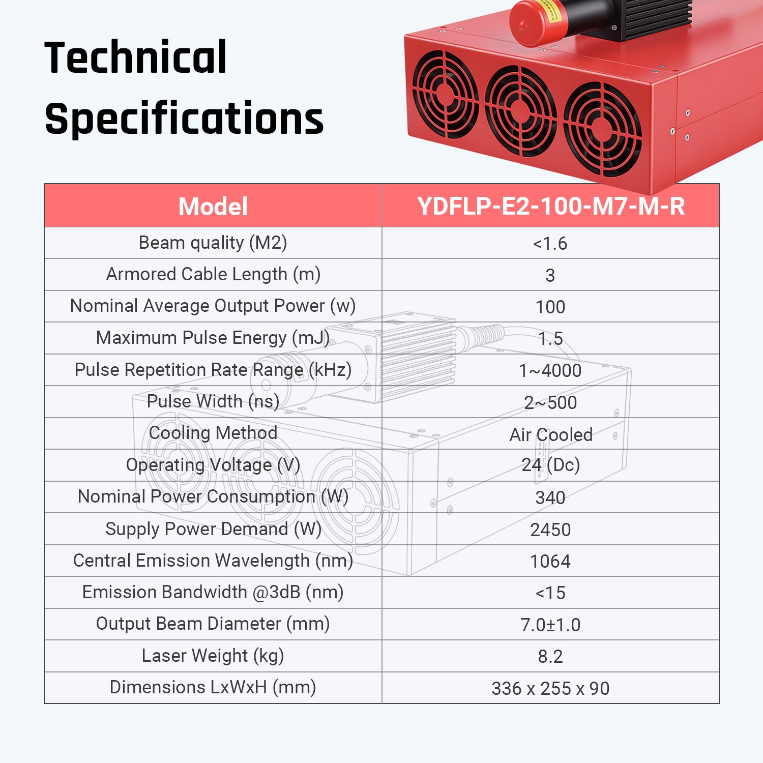 JPT M7 MOPA 60W 100W 200W 300W Laser Source for 1064nm Laser Marking Machine
