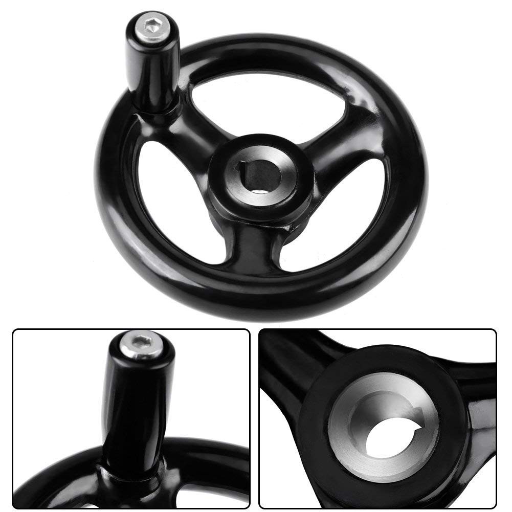 Hand Wheel Three-Spoke Lathe Controller Crank Revolving Handwheel 12 x 100mm