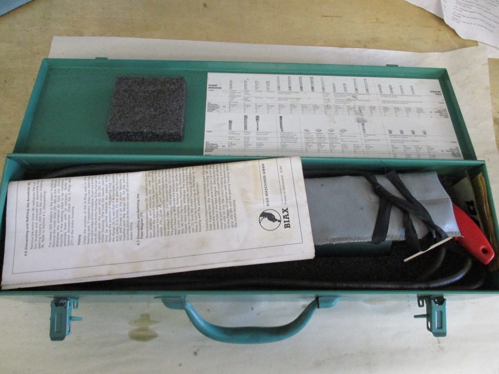 BIAX Scraper HM 10 Electric half Moon Case, basic tool pack, all Paperwork NICE!