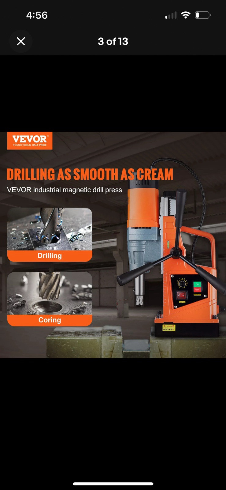 VEVOR MD50 Magnetic Drill 1550W 2922lbf/13000N Portable Mag Drill Press 500RPM