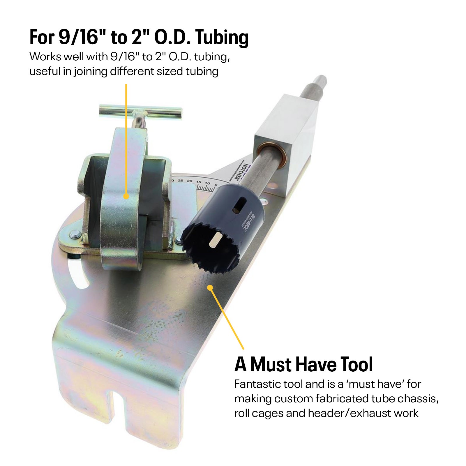 Professional Pipe & Tube Notcher, 9/16″ – 2″ Tubing Notching Tool, 40-90 Degree