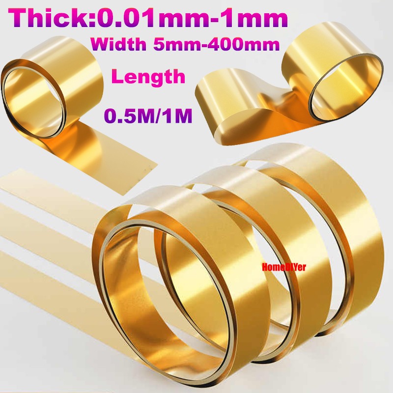 Brass Coil Sheet Strips Flexible Pure Brass Band Strip Foil Plate Length 0.5M/1M