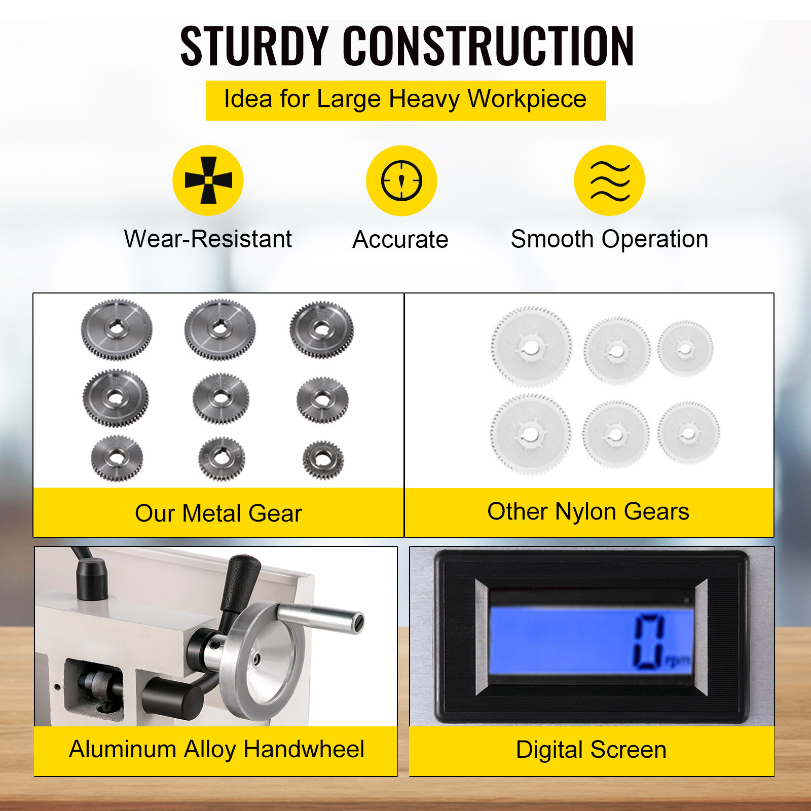 8×14″ 650W Precision Metal Lathe High Accuracy Variable Speed Milling Machine