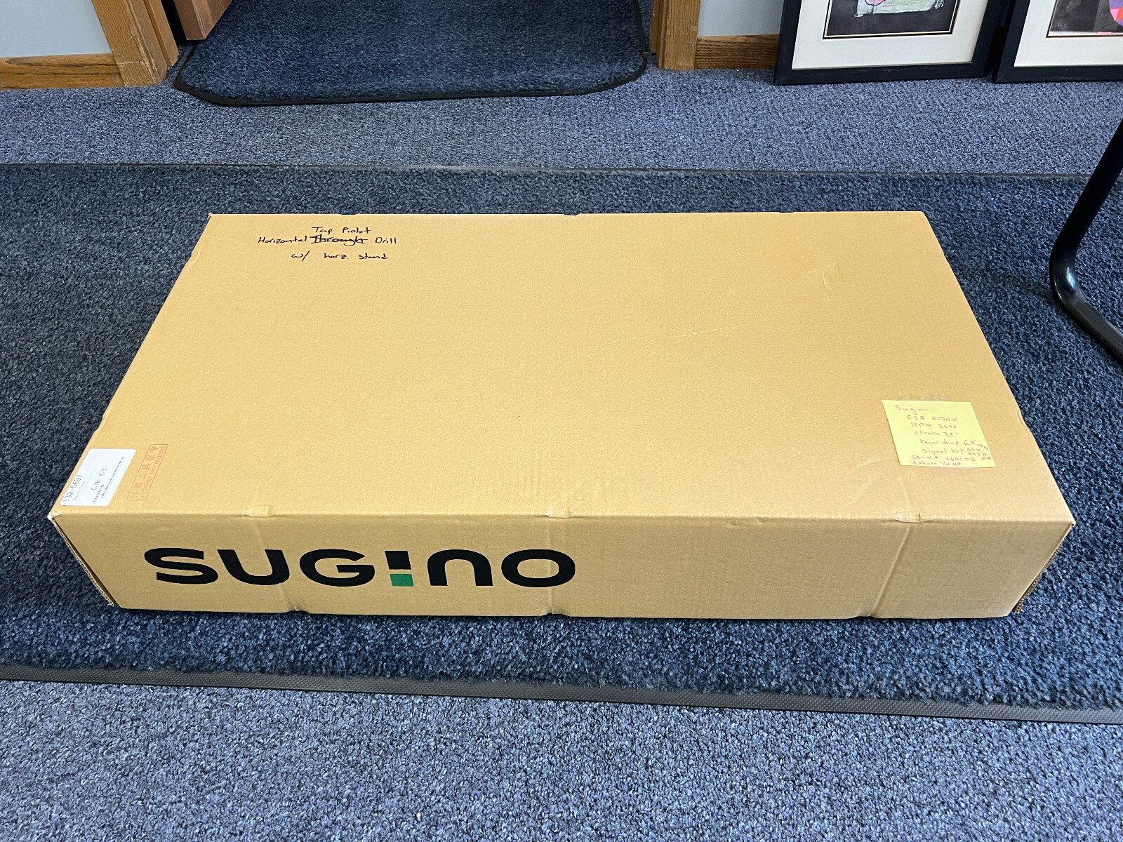 SUGINO SELFEEDER ELECTRIC DRILL, MODEL ESA-W 6030U, 3600 RPM, 3.15″ STROKE MAX,