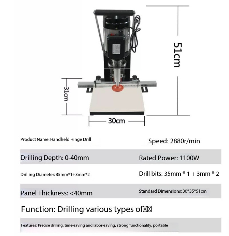 Portable and Compact Three-in-one Assembly Hole Drilling Kit with Hinge Drill