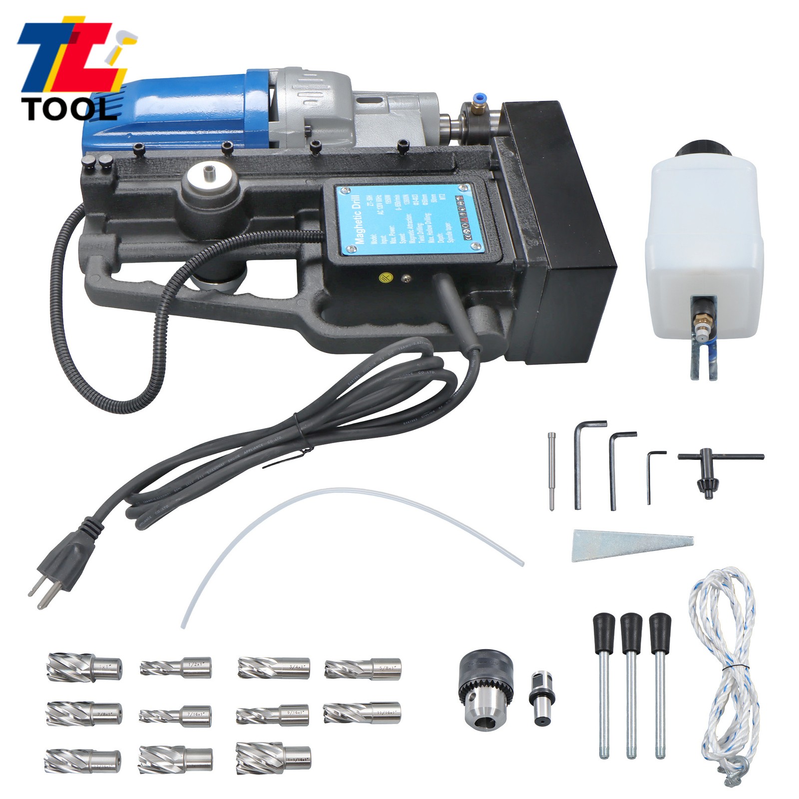 MD50 Magnetic Drill with 11 Drill Bit Stepless Speed Bi-Directional 1950W 13900N