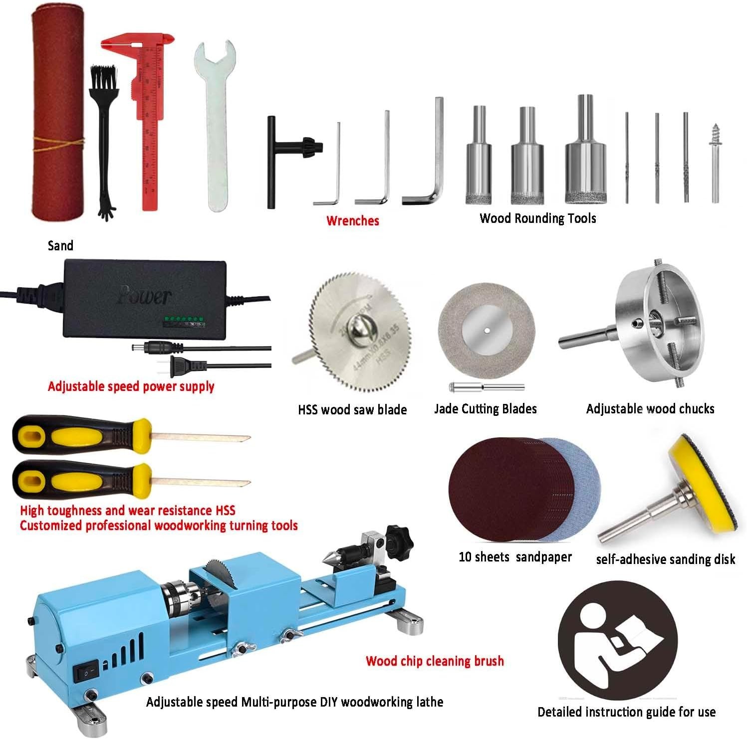 Versatile Wood Lathe for Hobbyists – 7 Speed Professional Mini Lathe Machine