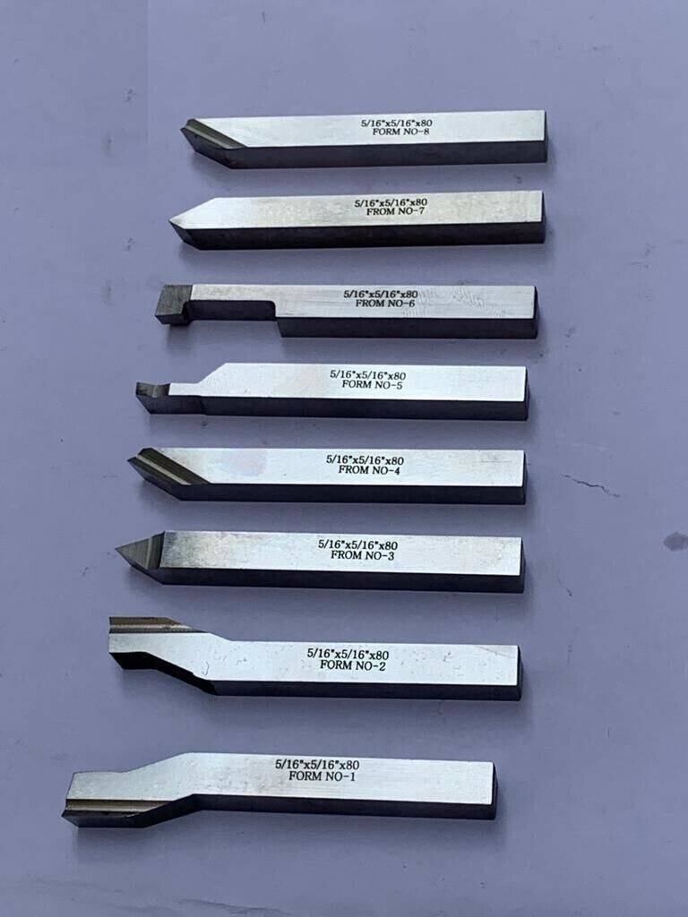 5/16″ x 3-1/8″ Inch HSS M2 Lathe Pre Formed Tools Set Of 8 Pieces Square Shank
