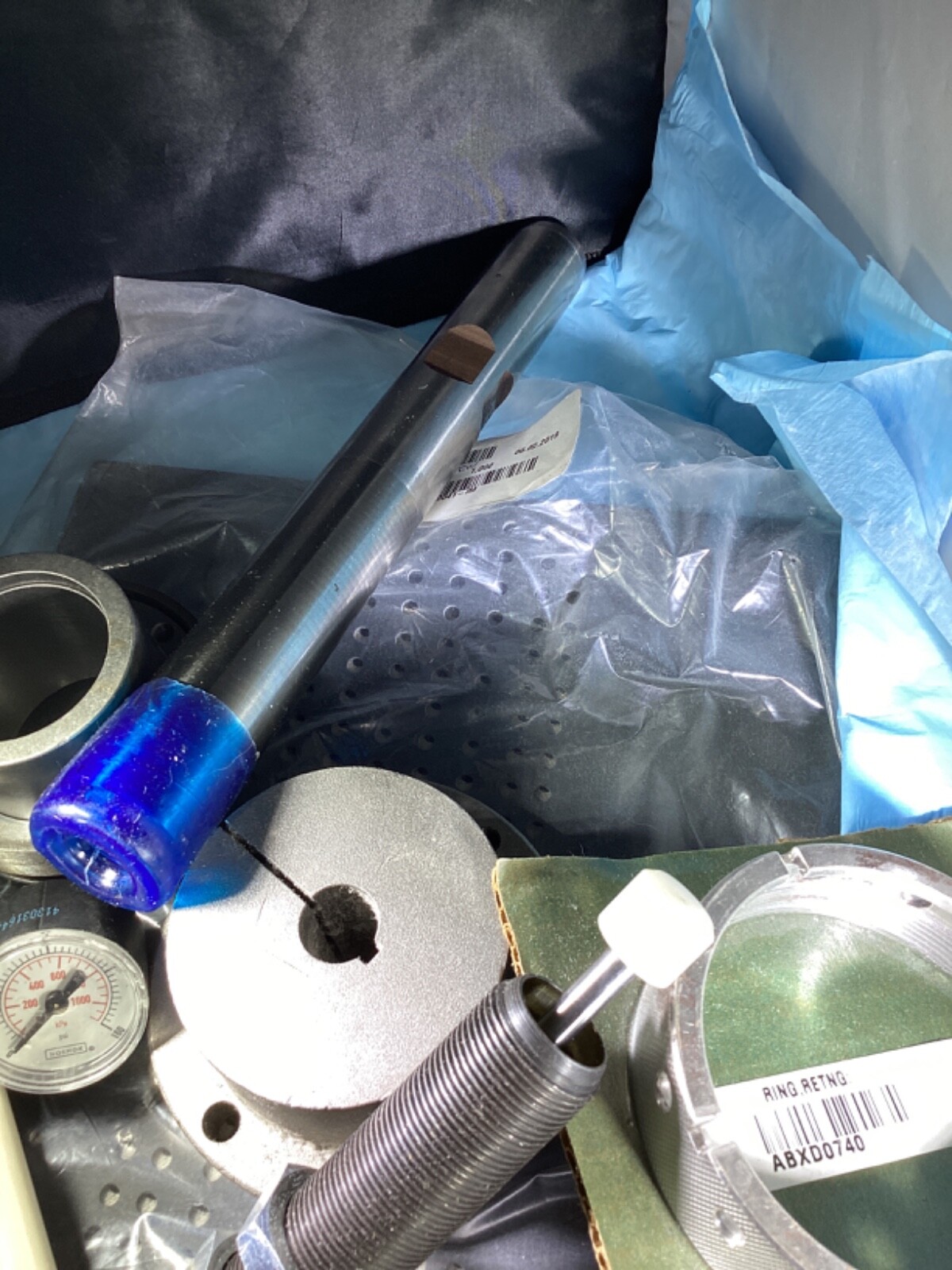 Lot of assorted unknown machine parts from a closing machine shop Assortment AAA