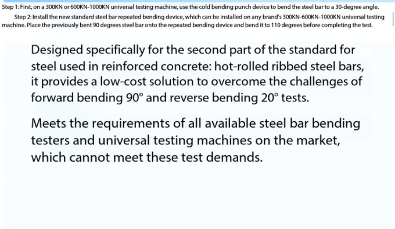 Standard Steel Bar Positive and Negative Bending Device Testing Machine