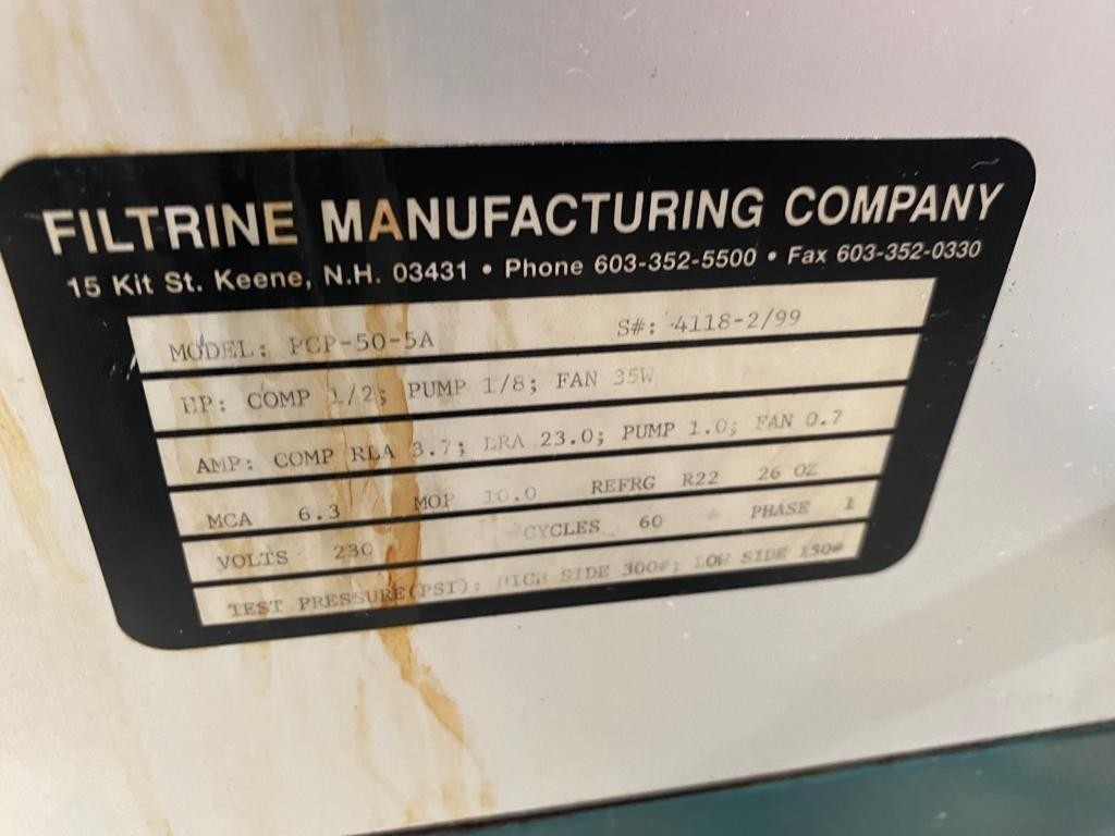 Filtrine Closed Loop PCP-50-5A Chiller W/ 1/2 HP Compressor 1/8 HP Pump 1 Phase