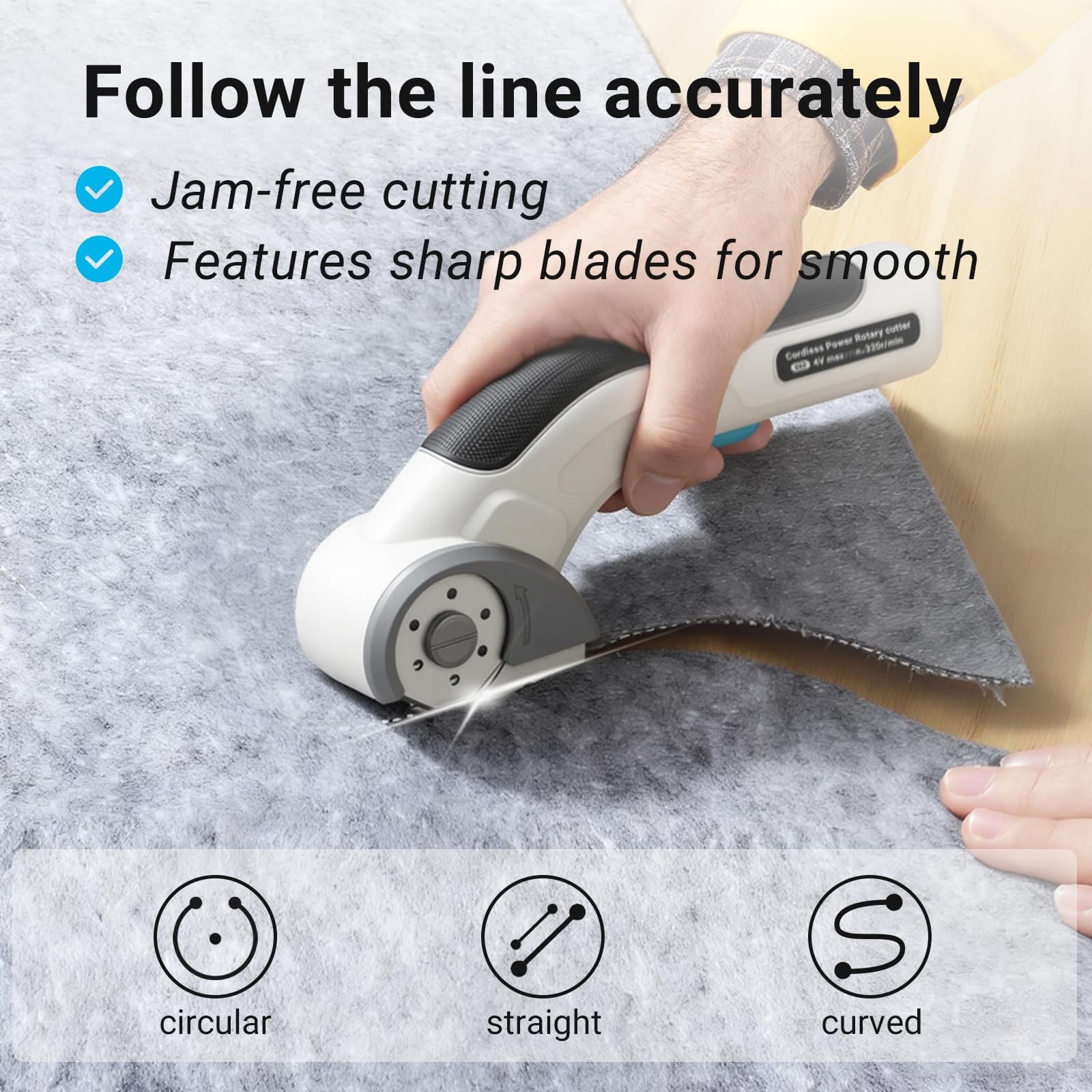 Cordless Electric Scissors 4V Rechargeable Fabric Cardboard Cutter Safety Lock