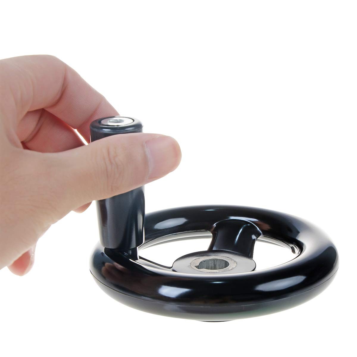 3.94” Hand Wheel Black w Revolving Handle 3 Spoked 12mm Hole Adjustment Roun…