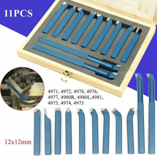 11pcs Carbide Metal Lathe Cutting Turning Bits /Knife Tools Set 10mm/12mm