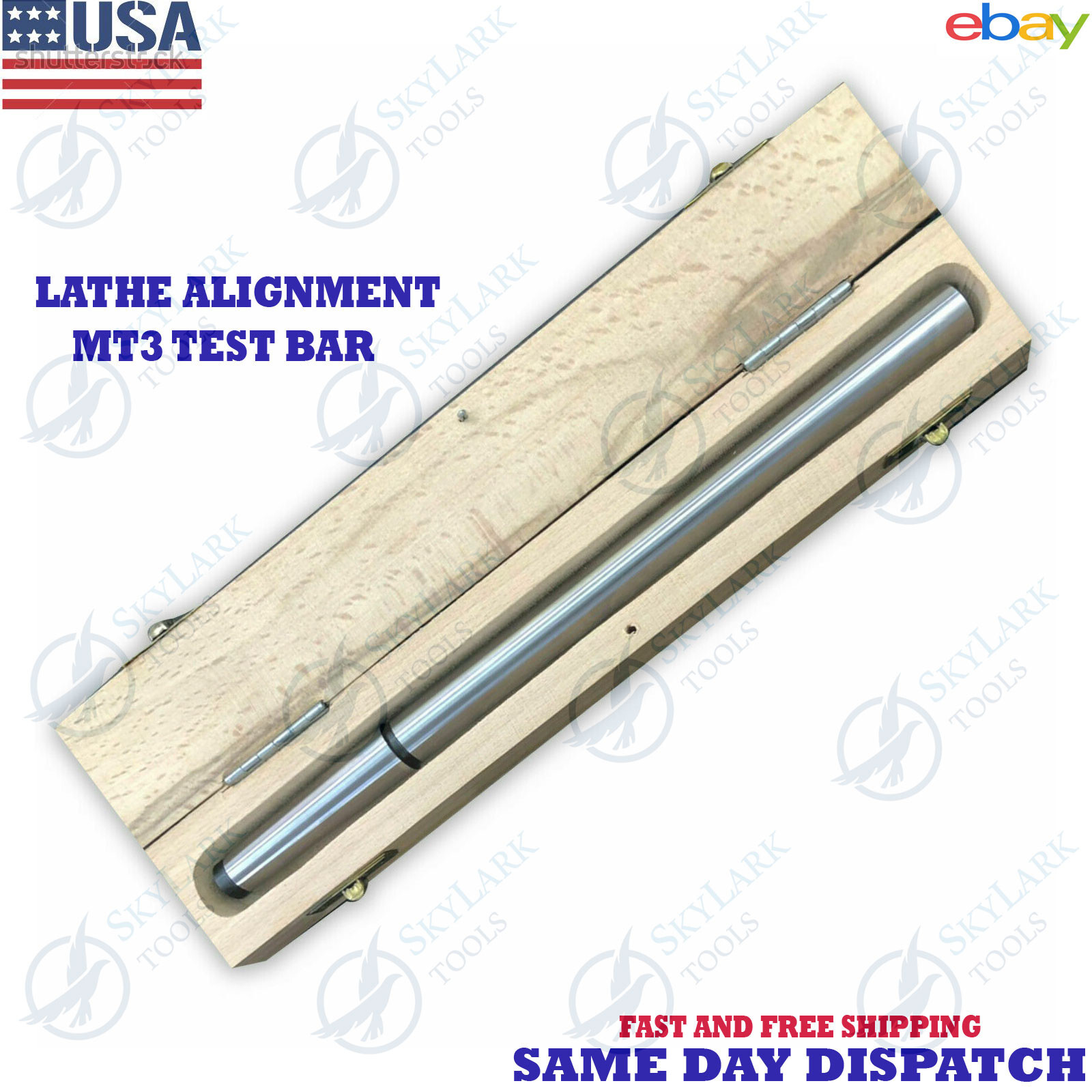 New Lathe Alignment MT3 Test Bar Shank Size 3MT Wooden Box Skylark Tools