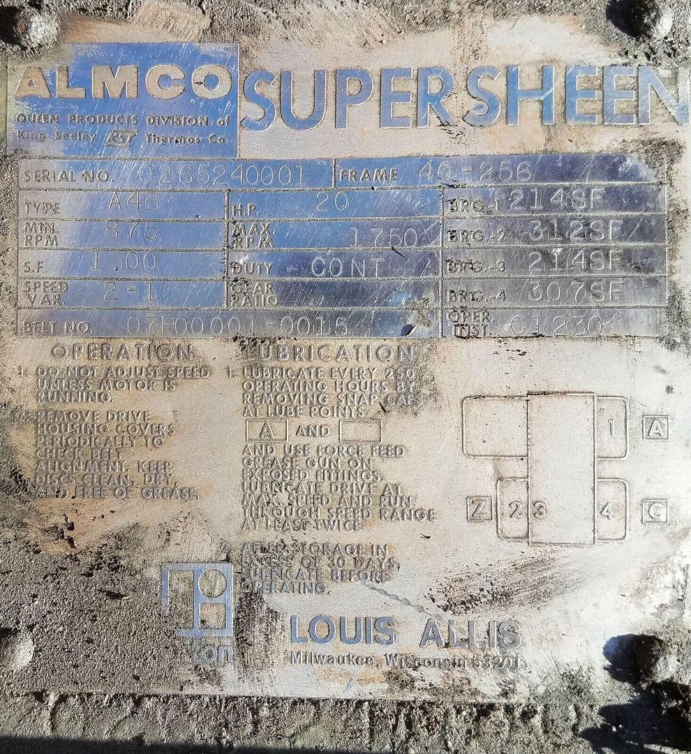 Almco #V32 – 32 Cubic Ft Vibratory Finishing Machine A1 Liner 180″ x 16″ x 20″ D