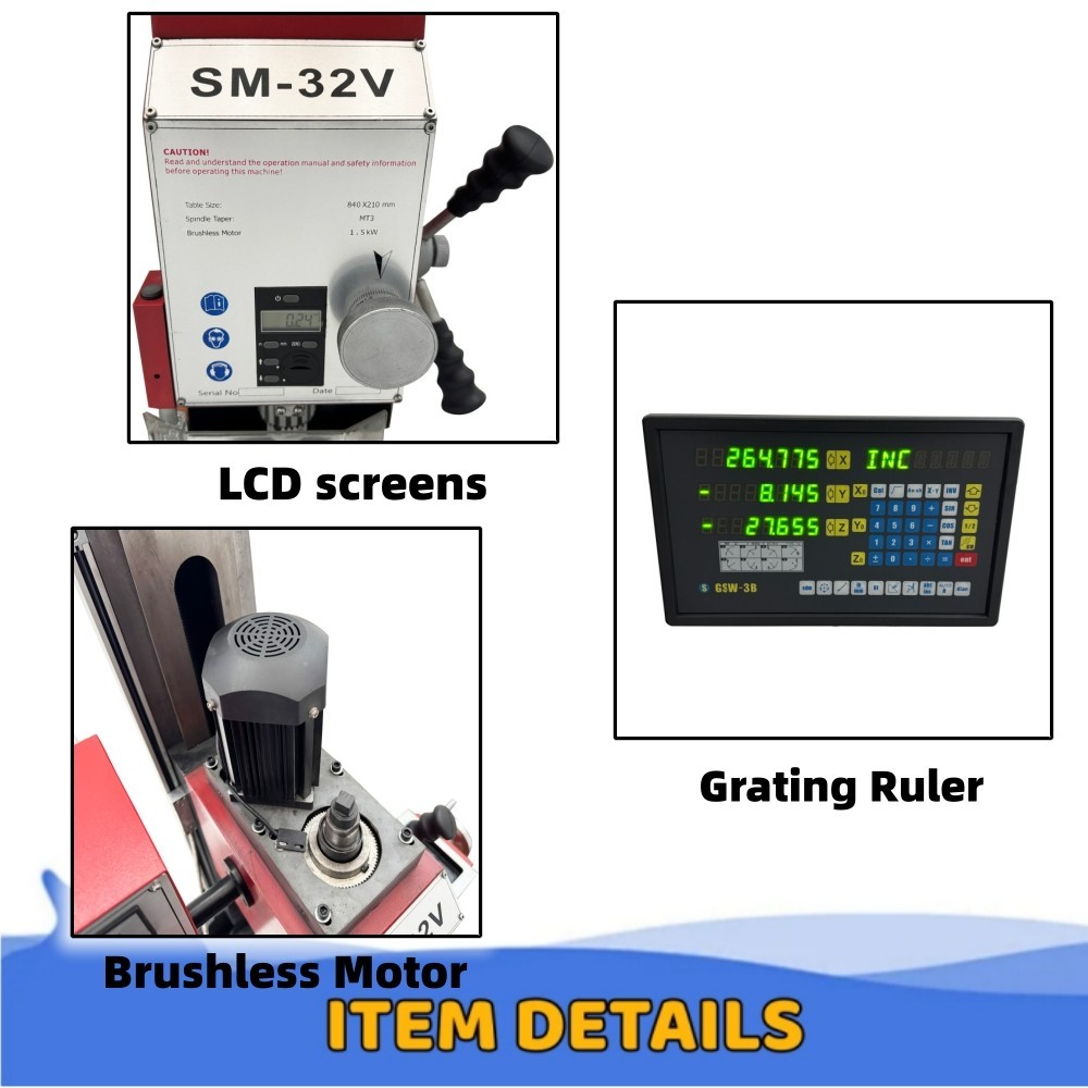 Precision Milling and Drilling Machine 1500W 3-Axis 50-2250RPM for Metalworking
