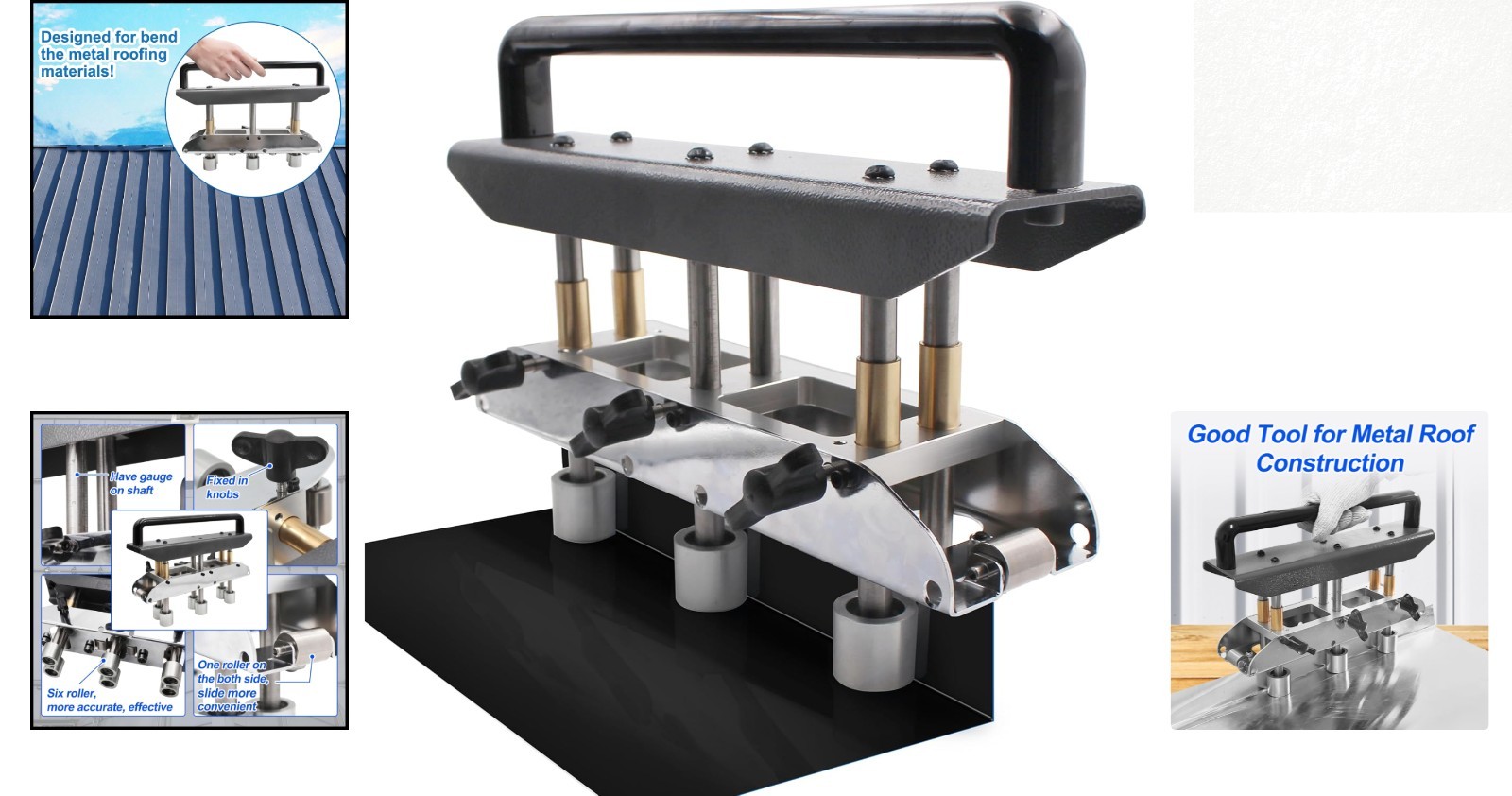 Durable Steel Roofing Edge Roller Tool: 3-Station Straight & Curved Bender