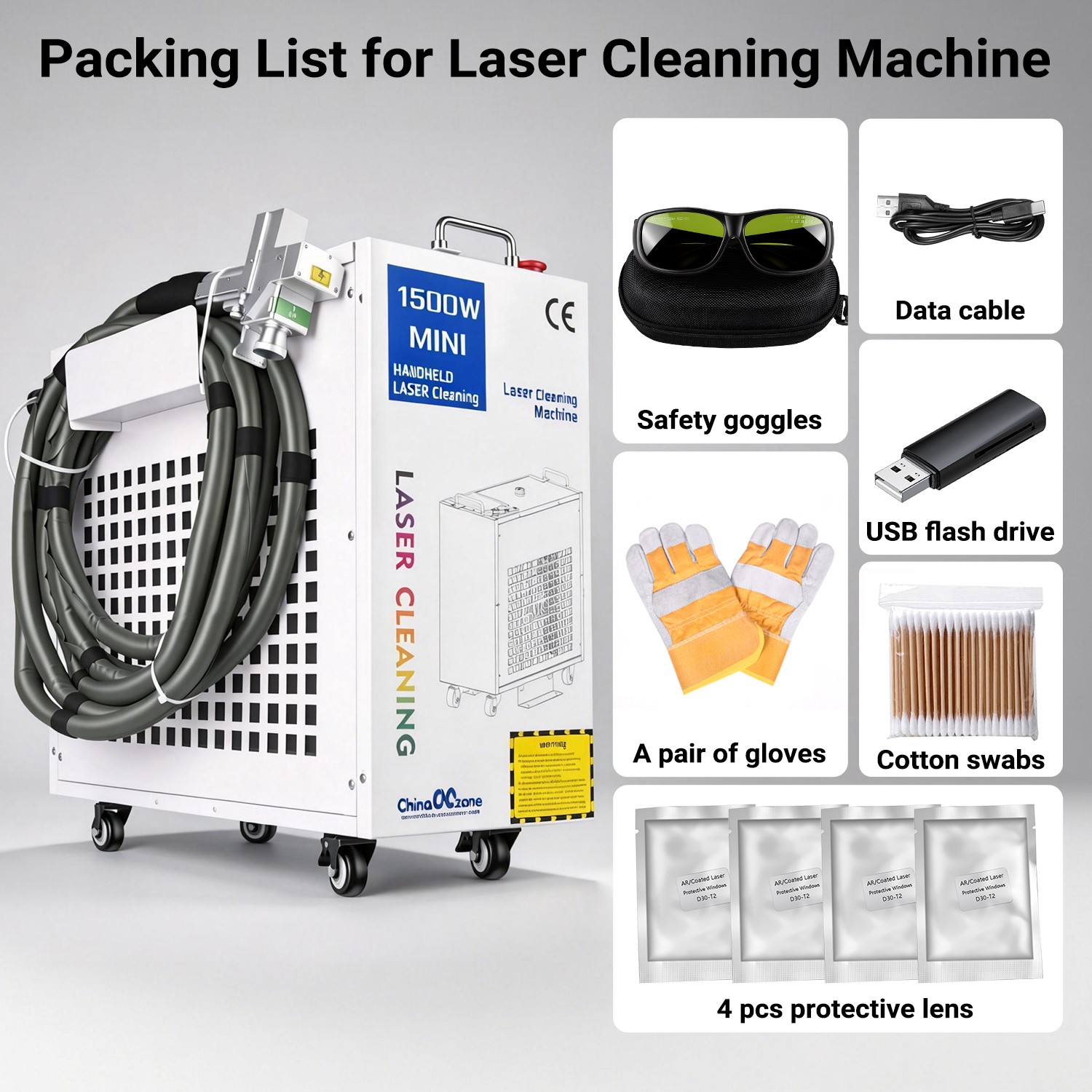 2000W Laser Cleaning Machine Rust Removal Laser Remove Oil Paint Double Pendulum