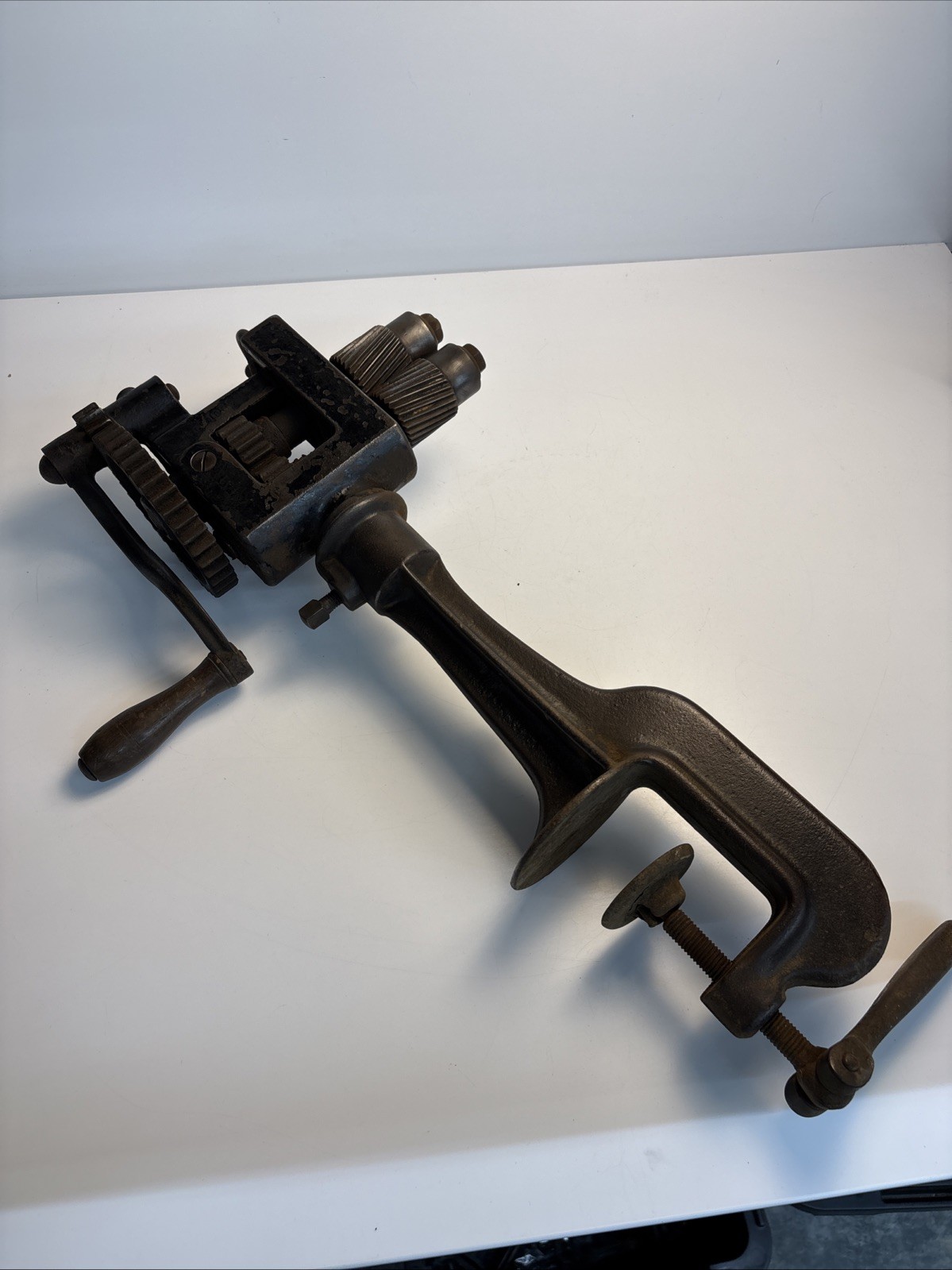 Antique PEXTO Sheet Metal Crimper Corrugating Machine Hand Crank Bench Mount