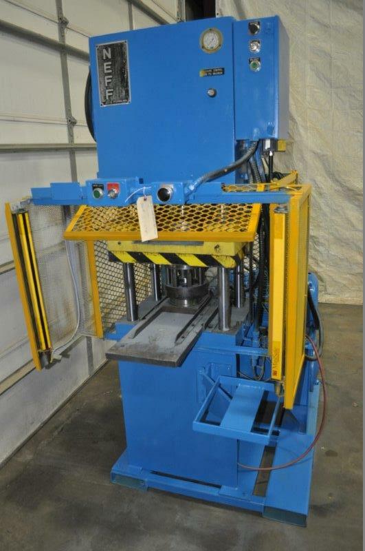 50 TON NEFF 4 POST HYDRAULIC PRESS 12″ STROKE 15″ DAYLIGHT 22.5″ x 16.5″ BED 22.