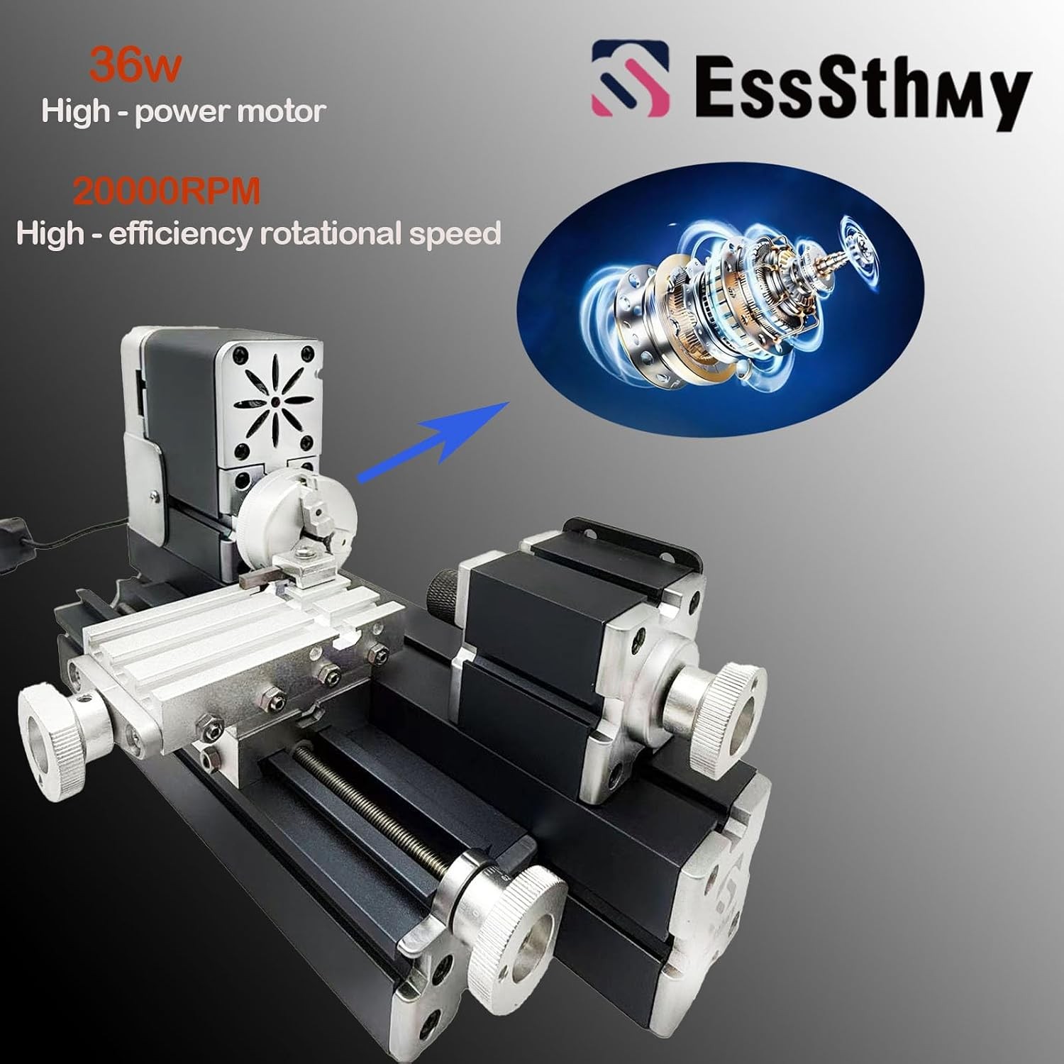 Mini Metal Lathe Machine, 36W 20000 RPM, Benchtop Lathe for Woodworking DIY,Craf