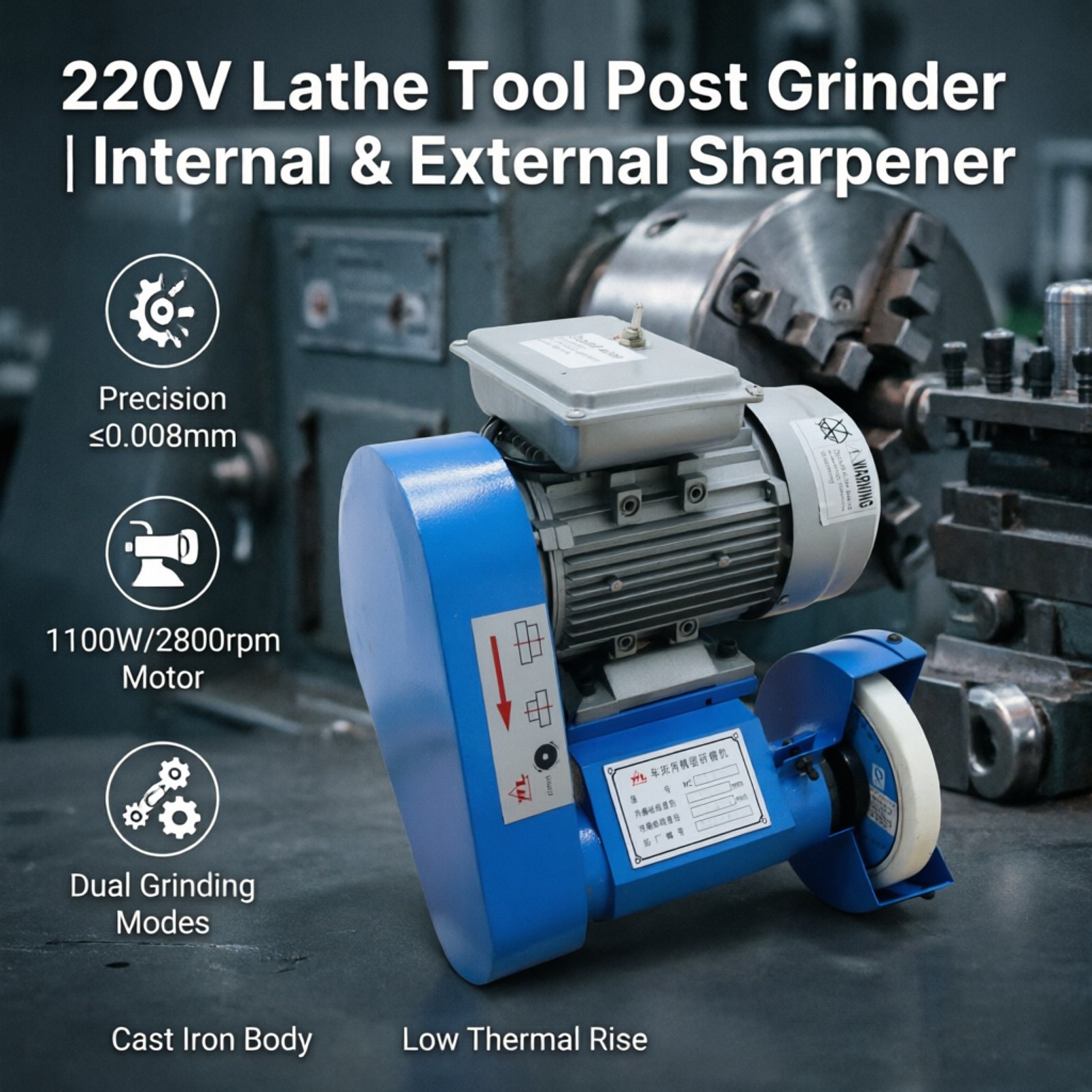 Cast Iron Lathe Tool Post Grinder Internal External Grinding for CNC Lathe ID/OD