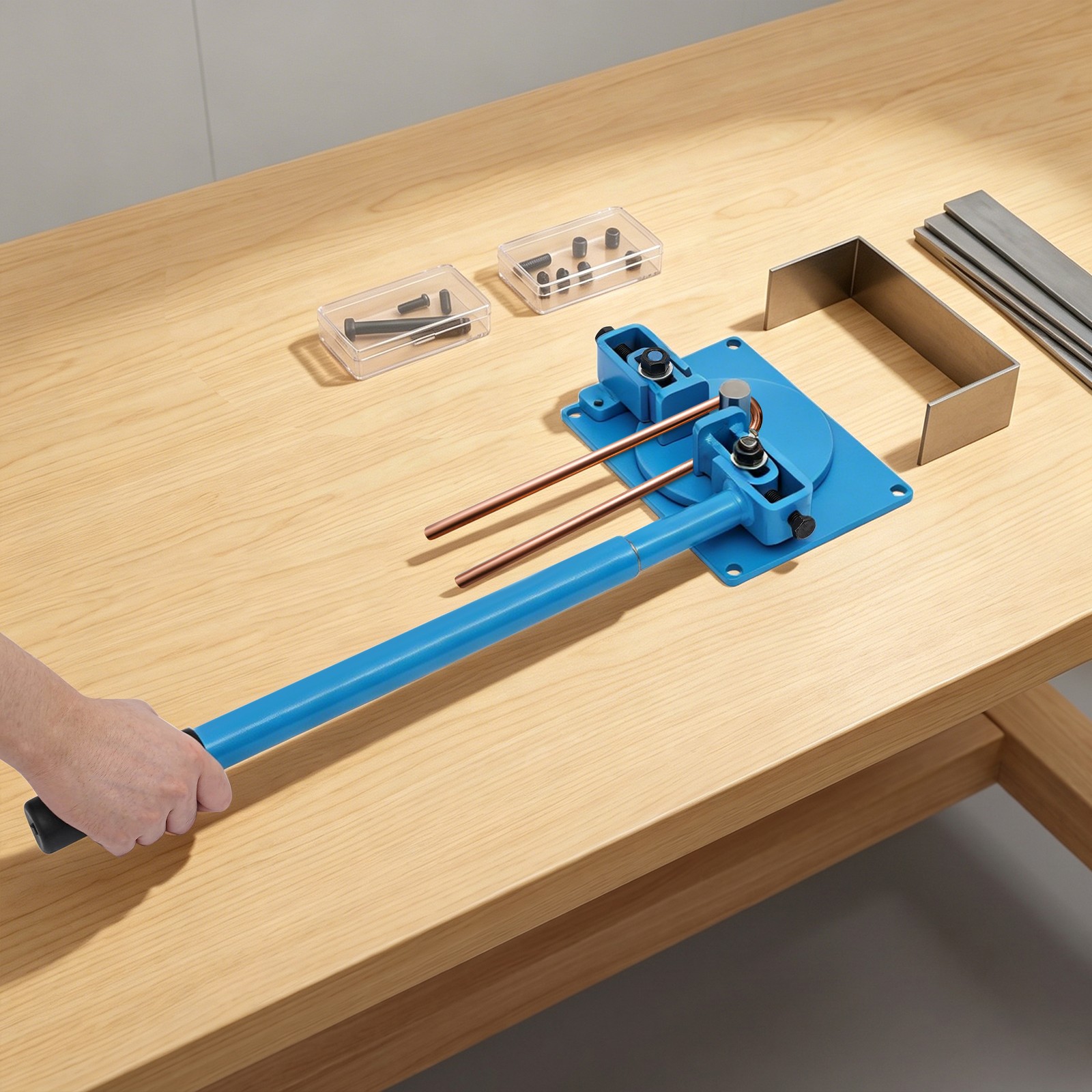 Blue Manual Rebar Bender,Max. 200° Metal Rod Bar Bender, Rebar Bending Machine