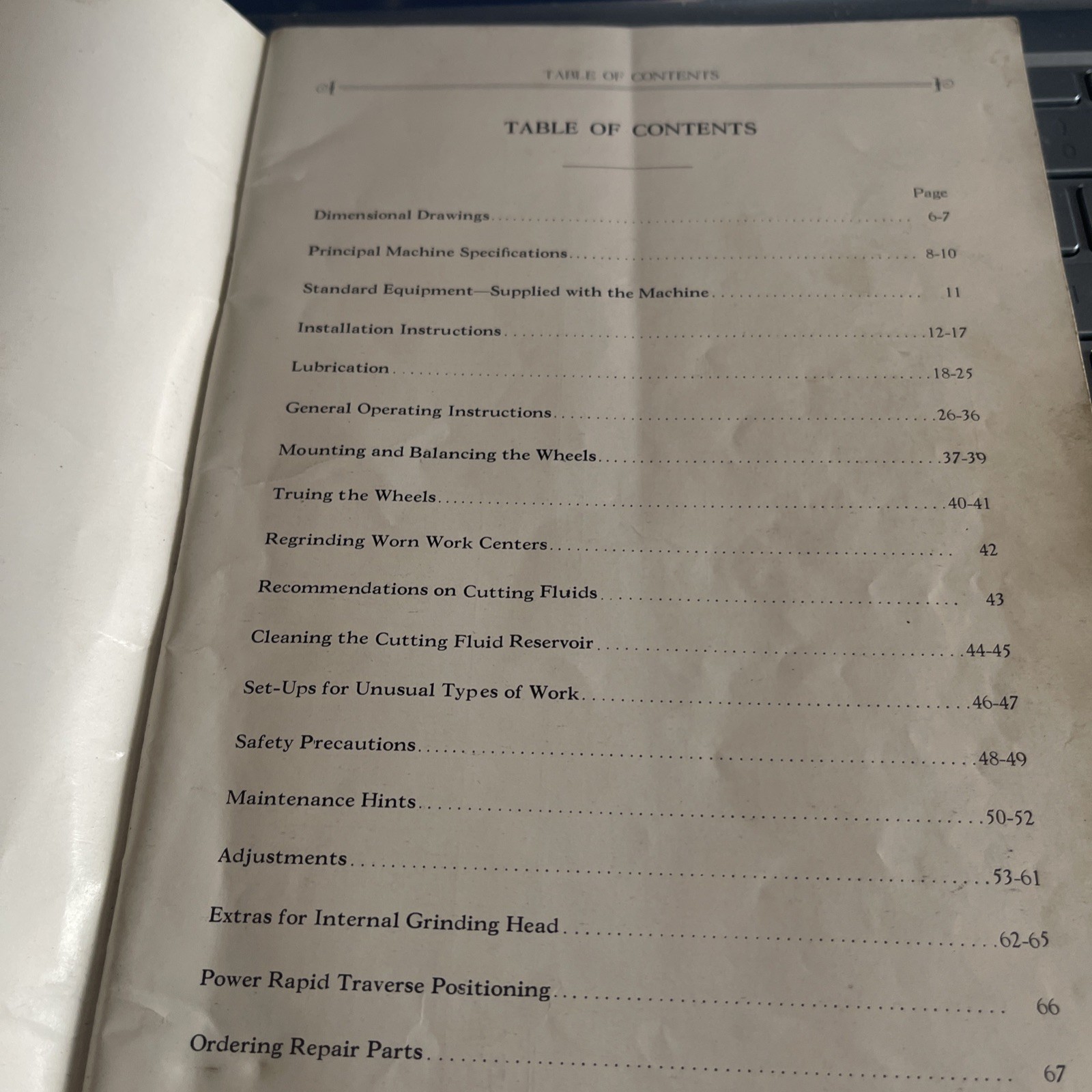 Operator’sInstructionBook 12″ 14″ & 18″Cincinnati Grinding Machines w/Lube Inst.