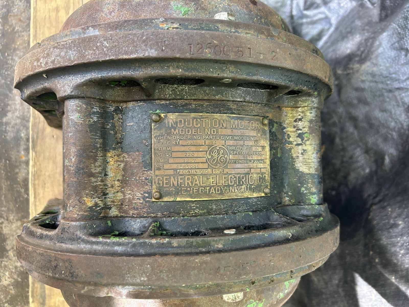 Vintage General Electric Machinery Induction Motor 5hp 3phase Model 65A2