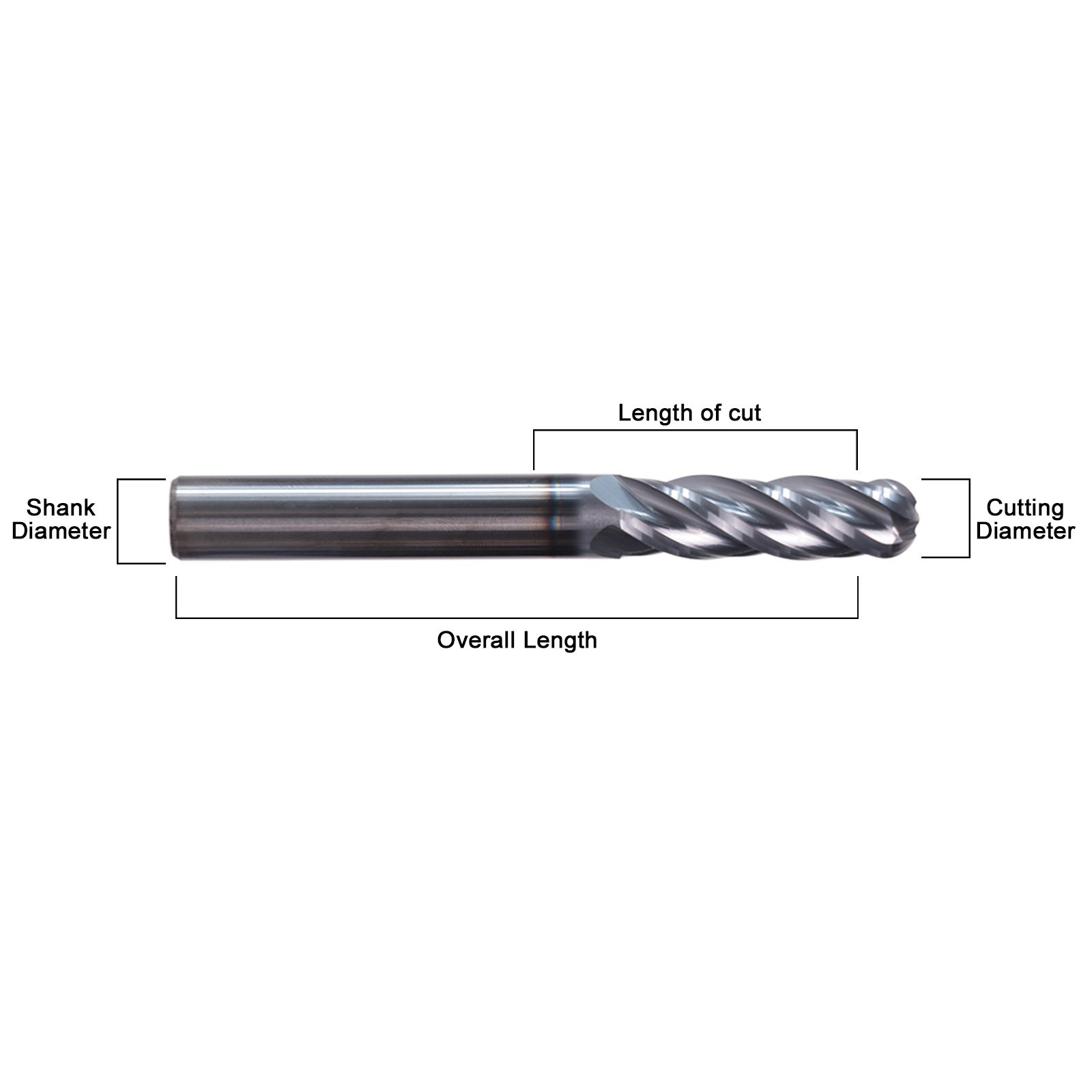 6PCS Ball Nose End Mill Set 1/8″-1/2″ 4 Flute AlTiN Solid Carbide CNC Kit