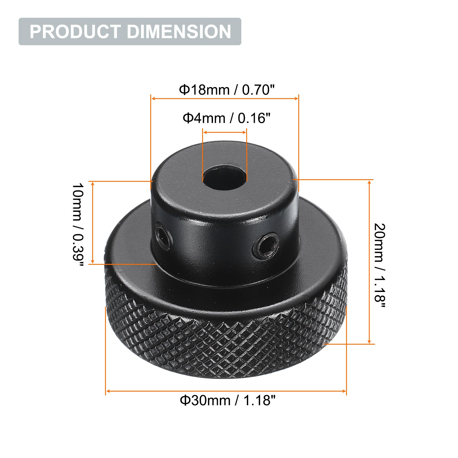 Aluminum Alloy Handwheel 30mm OD 4mm Bore Hand Wheel for Lathe, Black