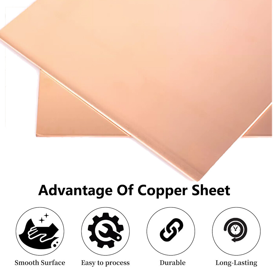 0.5mm-6mm Thick 99.9% T2 Pure Copper Plate Sheet Copper Block Laser Cut 39 Sizes