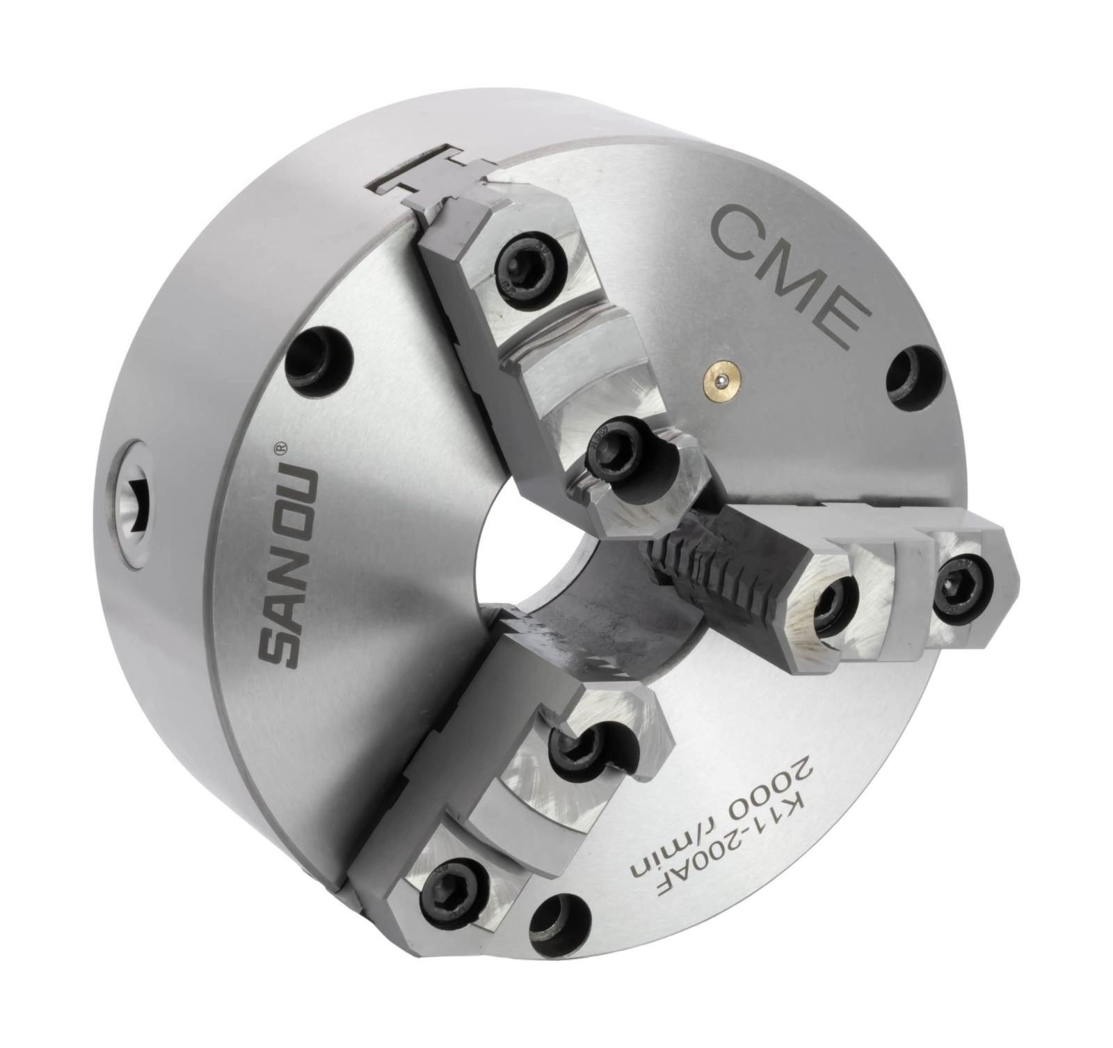 CME 8″ 3-Jaw Self-Centering (Scroll) Lathe Chuck, Front Mount, Two-Piece Reve…