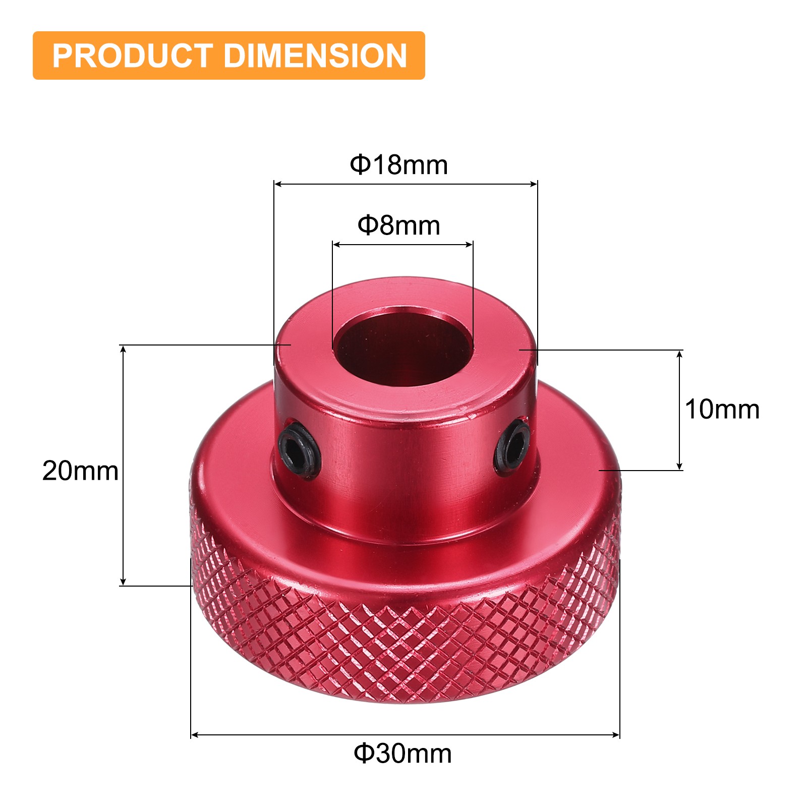 Anodization Aluminum Alloy Handwheel 8mm Bore 30mm OD Knurled Knob, Red