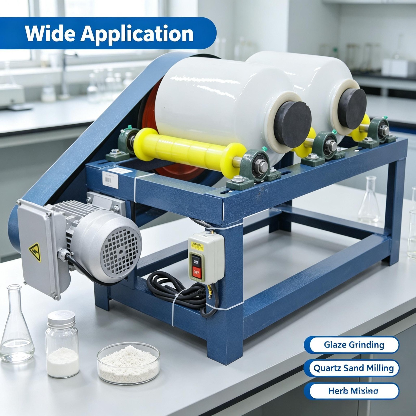 220V Small Lab Ball Mill Full Rubber Roller Glaze Quartz Sand Enamel Grinding