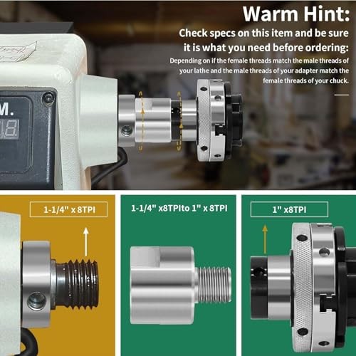 1 in 8TPI to 1 in 12TPI Lathe Spindle Adapter 45 Steel