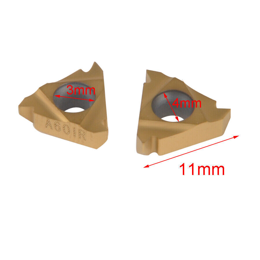 10x 11IR A60 Metal Golden Carbide Insert Internal Threading Turning Cutting Kit