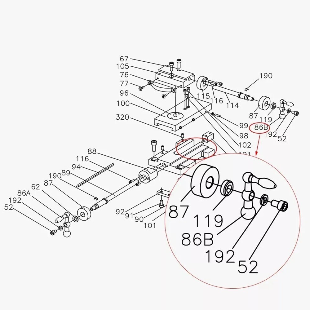 Lathe Crank Handle Compound Rest MINI Three Ball Handle for C3/C2/SC2/G8688/G076