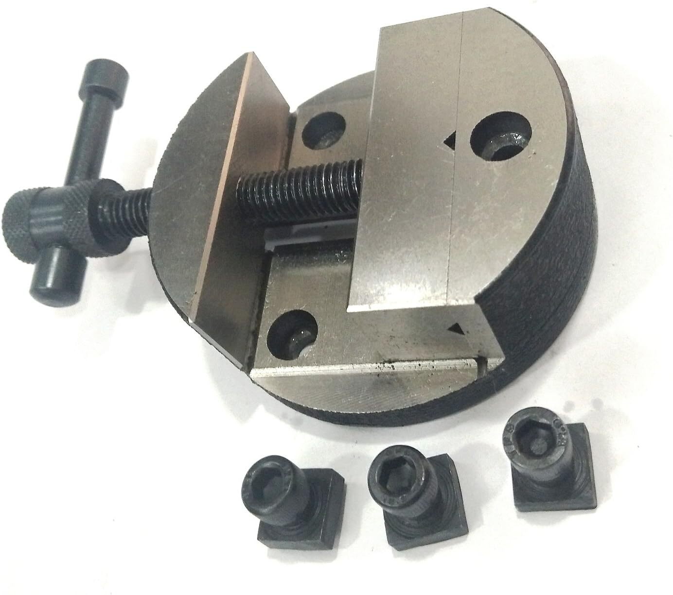ADI Round Vise Vice for 3″ & 4″ Rotary Table + 3 Fixing Tee Nut-Milling Tool