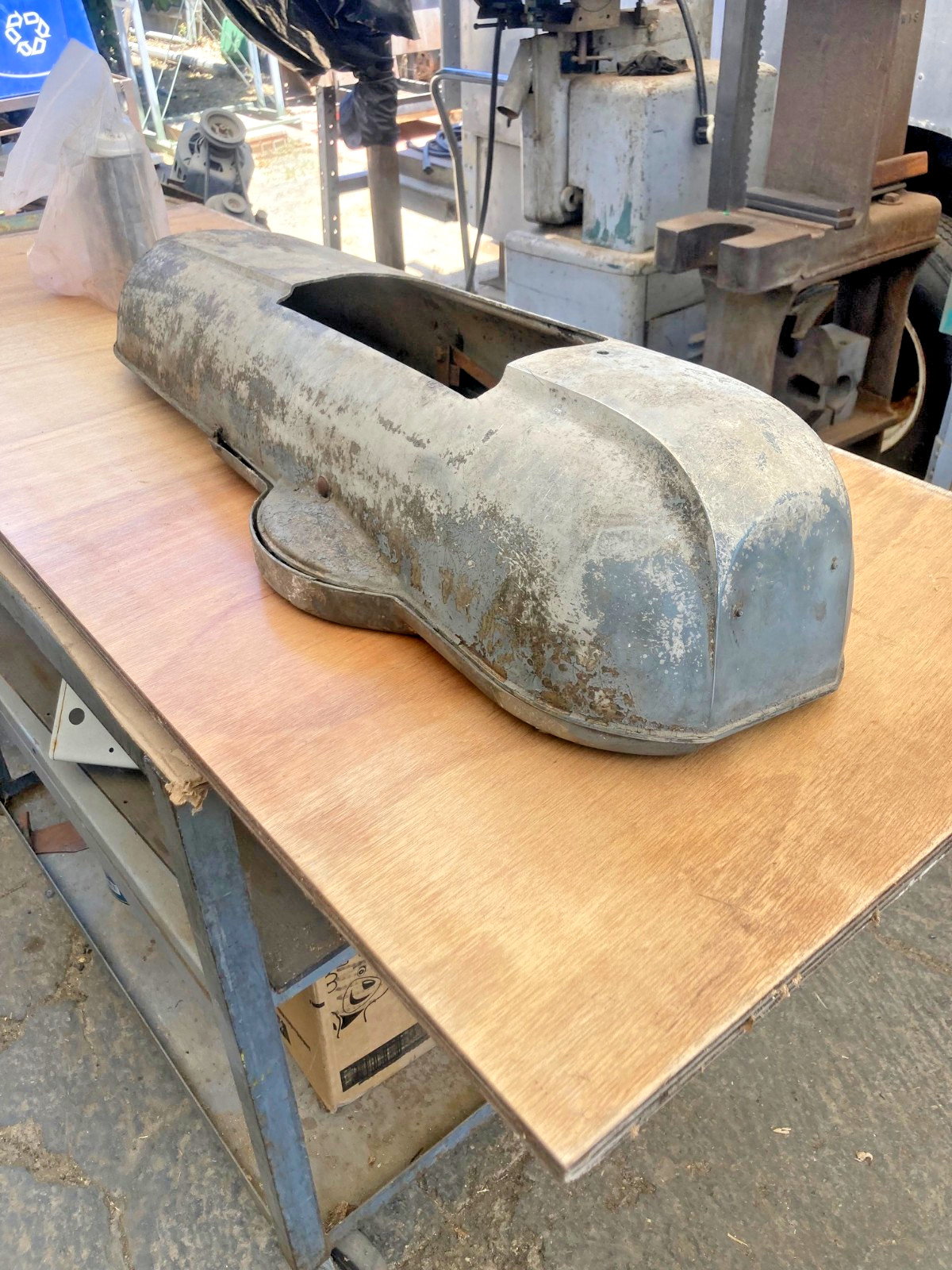 Late (’61-’62) Walker Turner 20″ Drill Press Fiberglas Belt Cover Guard Assembly
