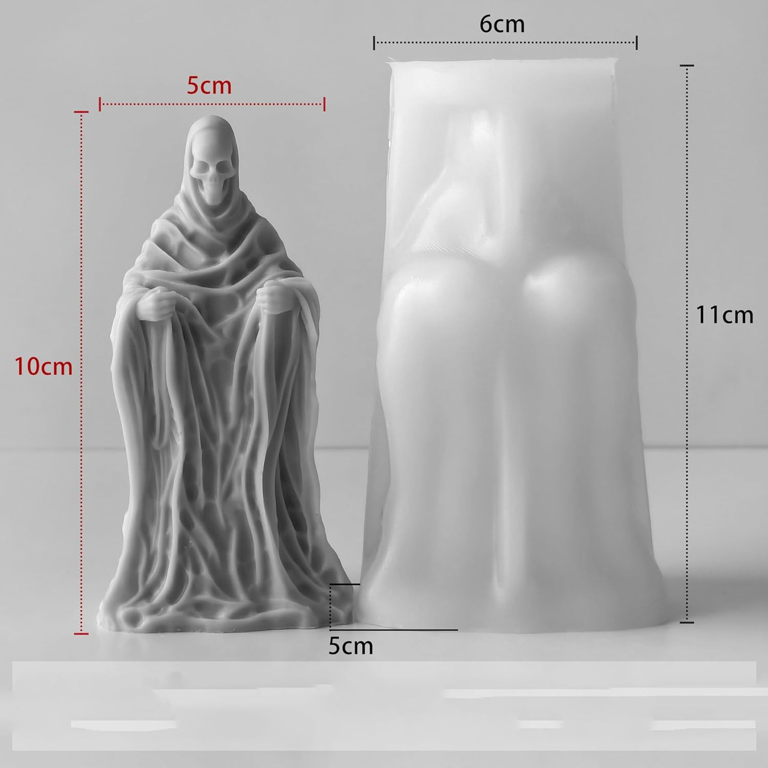 Ghost Skull Man Cylinder Candle & Resin Mold – Resin Casting Silicone Molds f…