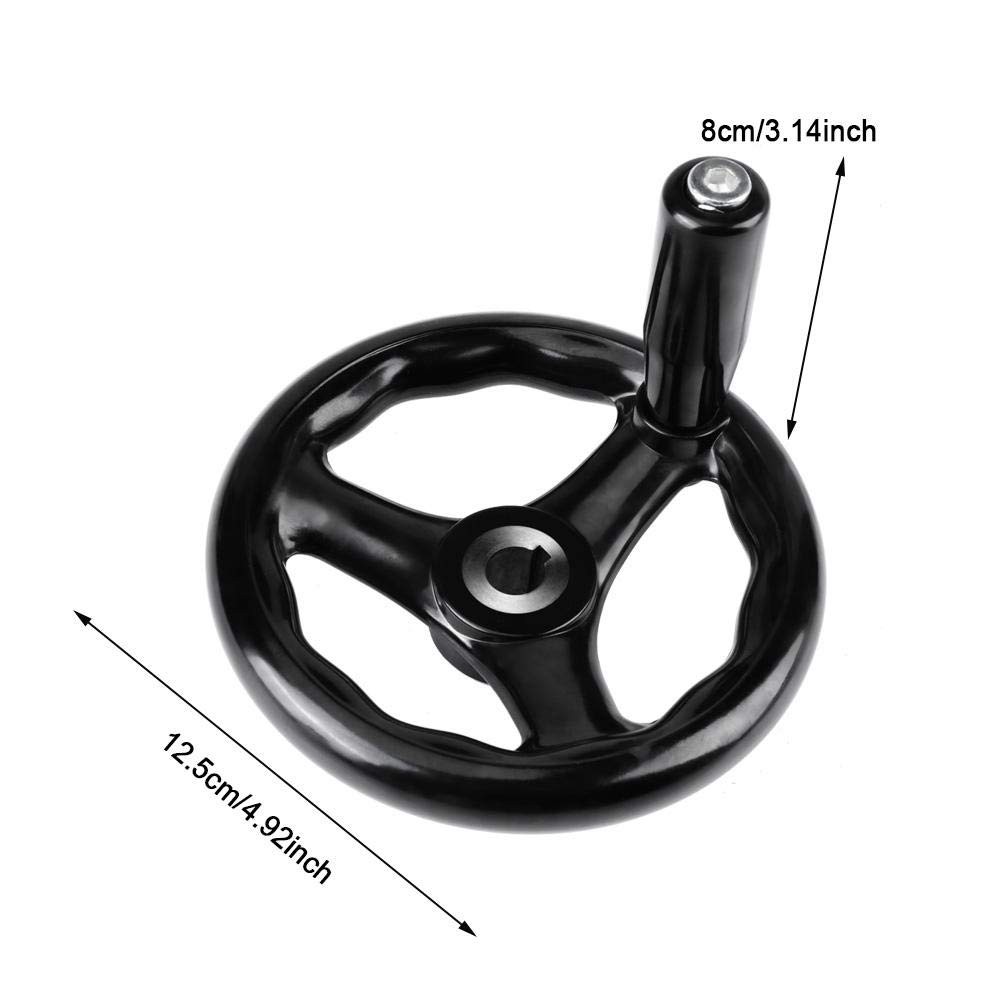 3 Spoke Hand Wheel 125mm/4.92inch Diameter Black Round Wheel Thread Hole 12mm…