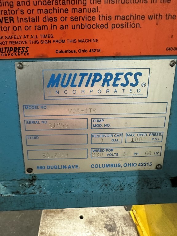 MULTIPRESS WUA-ITR 1TON HYDRAULIC PRESS